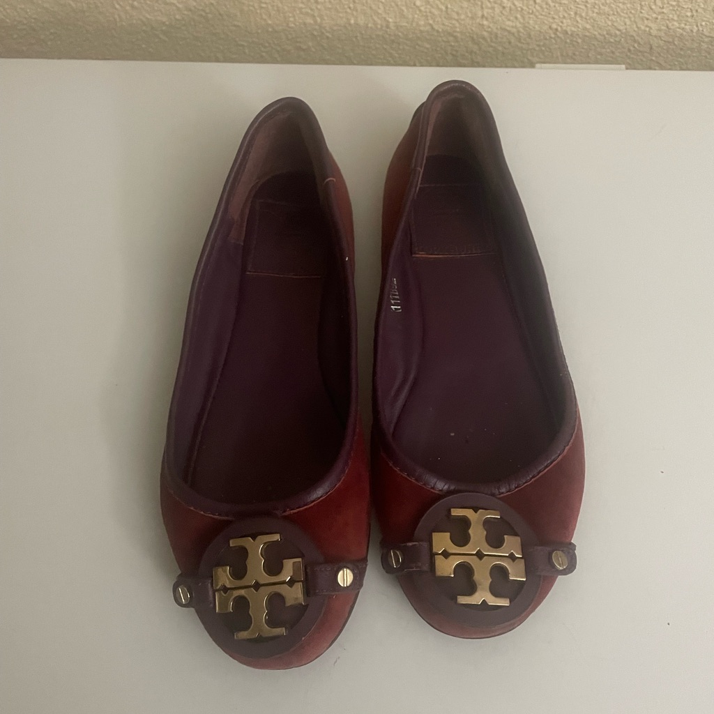 Tory Burch Ballet Flats Leather Maroon For Women